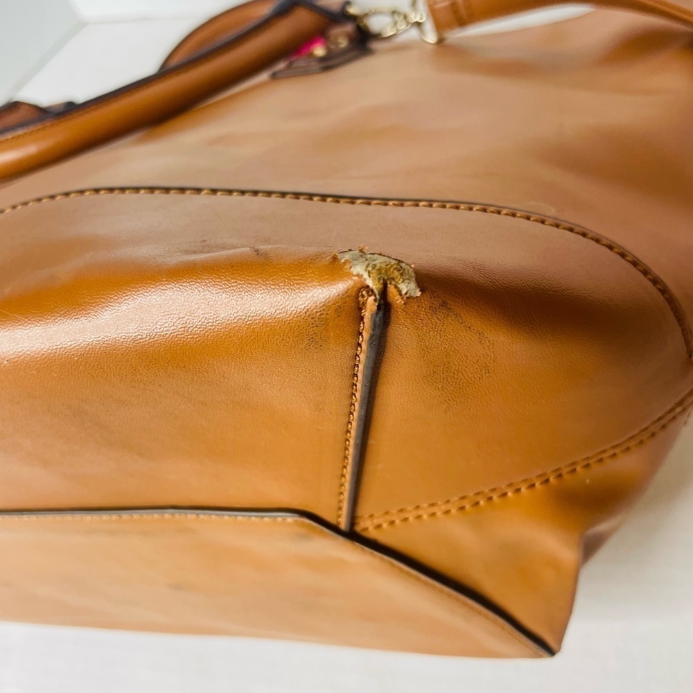 JUSTFAB Martin Tan Faux Leather Tote Bag Purse - Picture 12 of 14